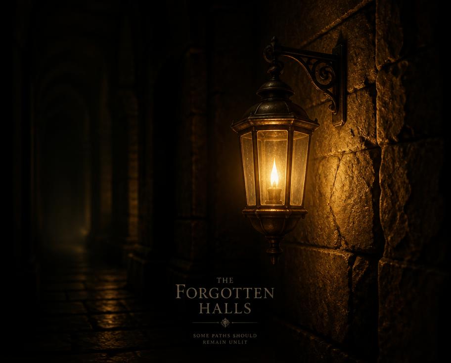 Lantern Debt single gold lantern in a dark corridor